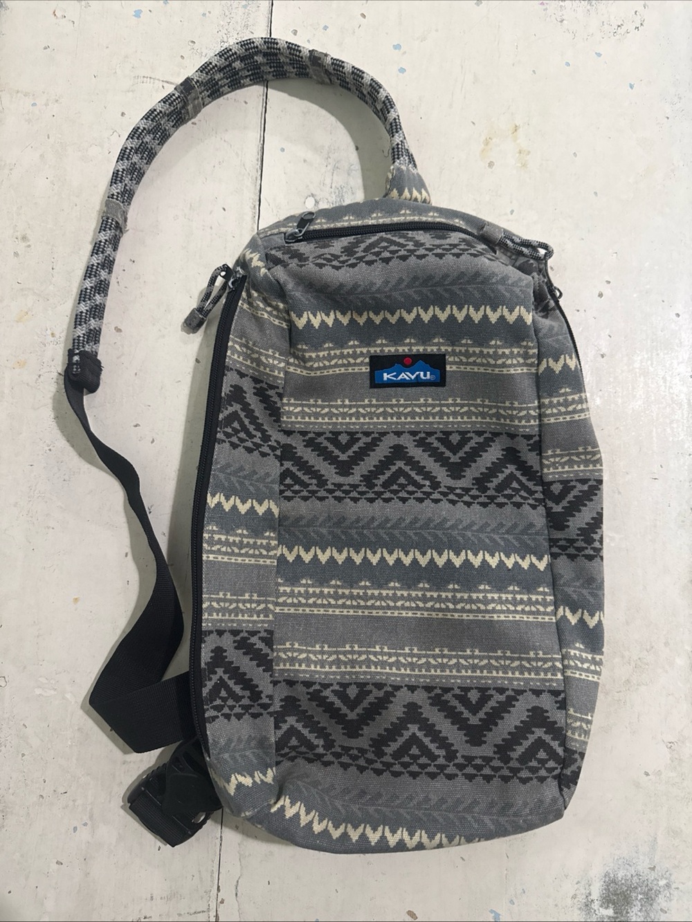 Kavu Gray Tribal-Pattern Sling Pack